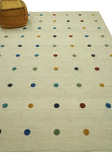 Modern Colorful Polka Dot Beige Hand Tufted Custom Made wool area rug