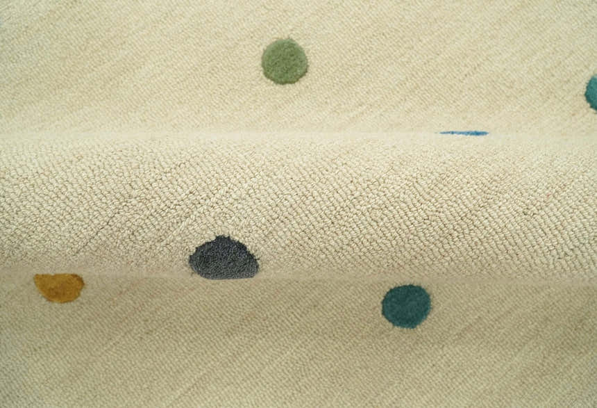 Modern Colorful Polka Dot Beige Hand Tufted Custom Made wool area rug