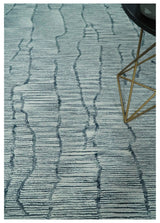 Modern Contemporary Multi Size Woolen White and Blue Hand Tufted Area Rug