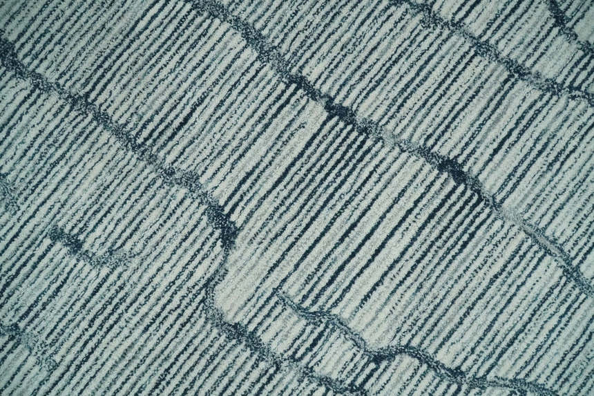 Modern Contemporary Multi Size Woolen White and Blue Hand Tufted Area Rug