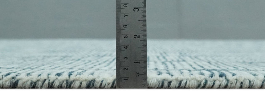 Modern Contemporary Multi Size Woolen White and Blue Hand Tufted Area Rug