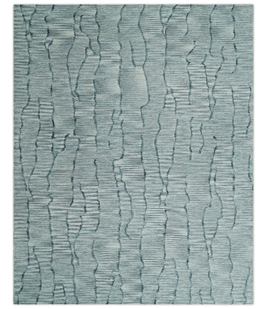 Modern Contemporary Multi Size Woolen White and Blue Hand Tufted Area Rug