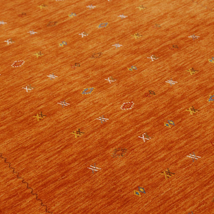 Modern Design Orange Hand Loomed Wool Area Rug