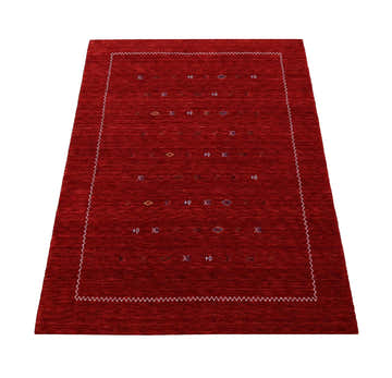 Modern Design Red Hand Loomed Wool Area Rug