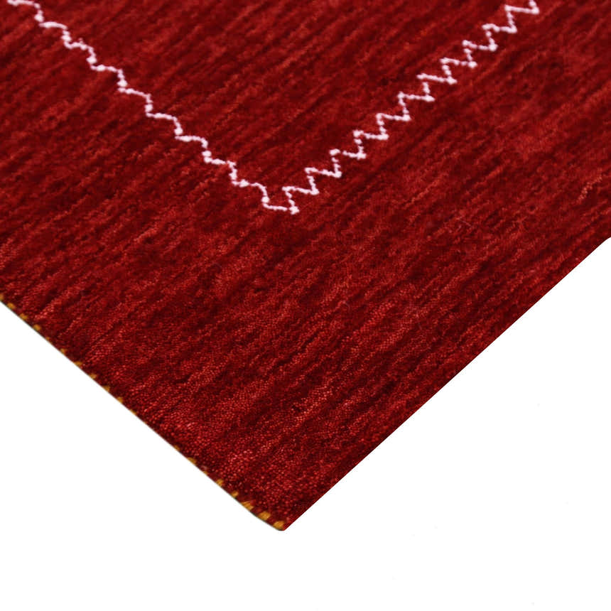 Modern Design Red Hand Loomed Wool Area Rug