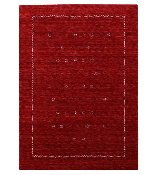 Modern Design Red Hand Loomed Wool Area Rug