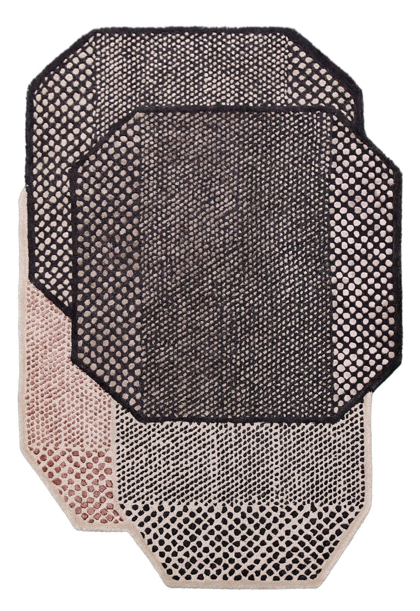 Modern Dotted Mesh Black Hand Tufted 5x8 Wool Area Rug