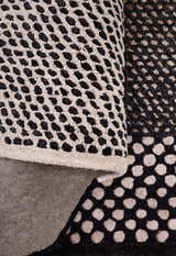 Modern Dotted Mesh Black Hand Tufted 5x8 Wool Area Rug