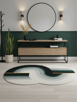 Modern Eclipse Curve Black Hand Tufted 4x6 Wool Rug