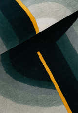 Modern Eclipse Curve Black Hand Tufted 4x6 Wool Rug