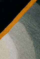 Modern Eclipse Curve Black Hand Tufted 4x6 Wool Rug