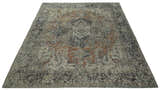 Distressed Traditional Turkish Brown And Charcoal Hand Knotted Wool Area Rug