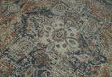 Distressed Traditional Turkish Brown And Charcoal Hand Knotted Wool Area Rug