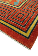 Modern Floral Orange 8x10 Hand Knotted wool Area Rug