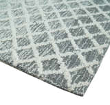 Modern Geometric Ivory and Charcoal Abstract Hand Tufted Natural Wool Multi Size Area Rug