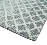 Modern Geometric Ivory and Charcoal Abstract Hand Tufted Natural Wool Multi Size Area Rug