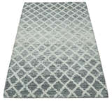 Modern Geometric Ivory and Charcoal Abstract Hand Tufted Natural Wool Multi Size Area Rug