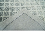 Modern Geometric Ivory and Charcoal Abstract Hand Tufted Natural Wool Multi Size Area Rug