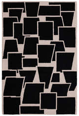 Modern Geometrical Black Hand Tufted Wool Area Rug