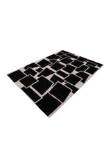 Modern Geometrical Black Hand Tufted Wool Area Rug