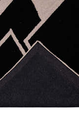 Modern Geometrical Black Hand Tufted Wool Area Rug