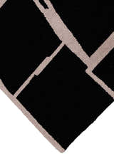 Modern Geometrical Black Hand Tufted Wool Area Rug