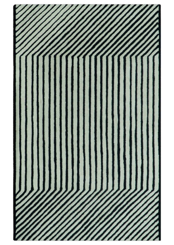Modern Geometrical Pattern Black And White Hand Tufted Custom Made wool rug