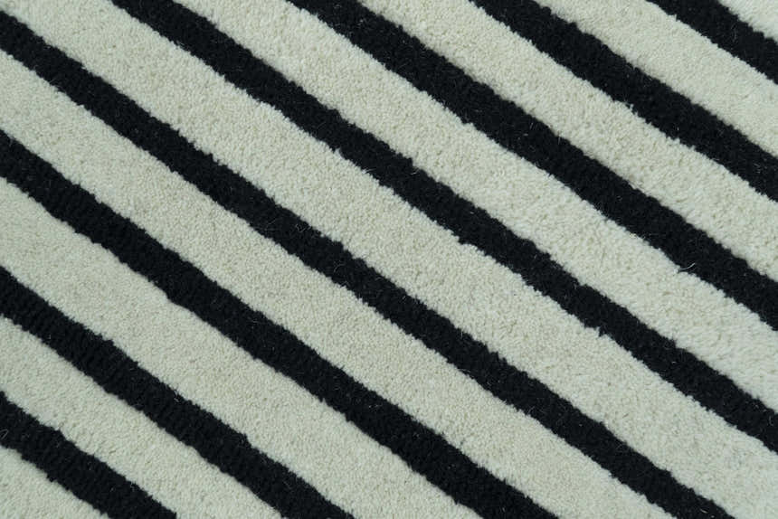 Modern Geometrical Pattern Black And White Hand Tufted Custom Made wool rug