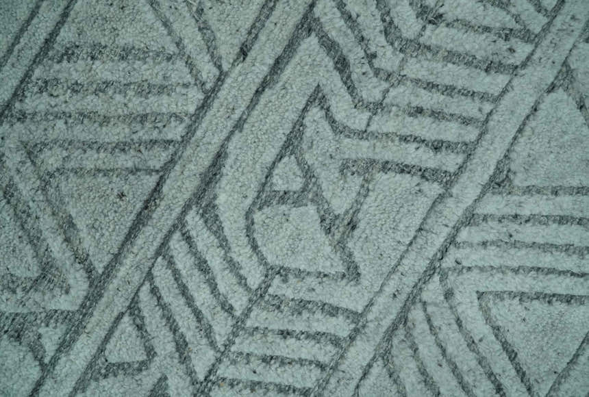 Modern Geometrical Silver and Gray Chevron Design Hand Carved  wool Rug