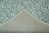 Modern Geometrical Teal and Ivory Hand Tufted Custom Made wool area rug