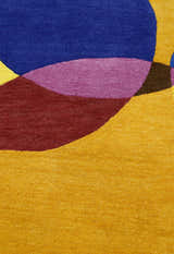 Modern Gold Orbs Hand Tufted 5x6 Wool Area Rug