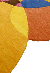 Modern Gold Orbs Hand Tufted 5x6 Wool Area Rug