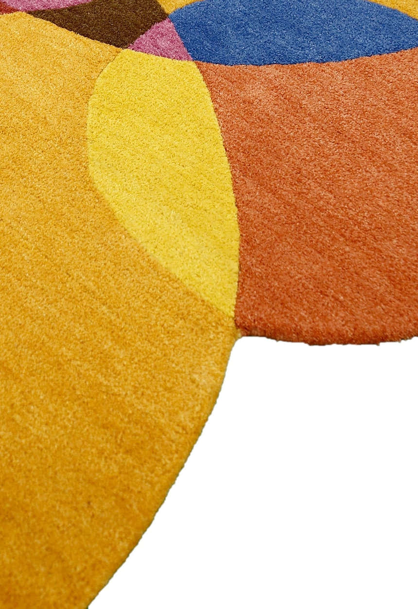 Modern Gold Orbs Hand Tufted 5x6 Wool Area Rug