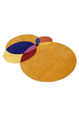 Modern Gold Orbs Hand Tufted 5x6 Wool Area Rug