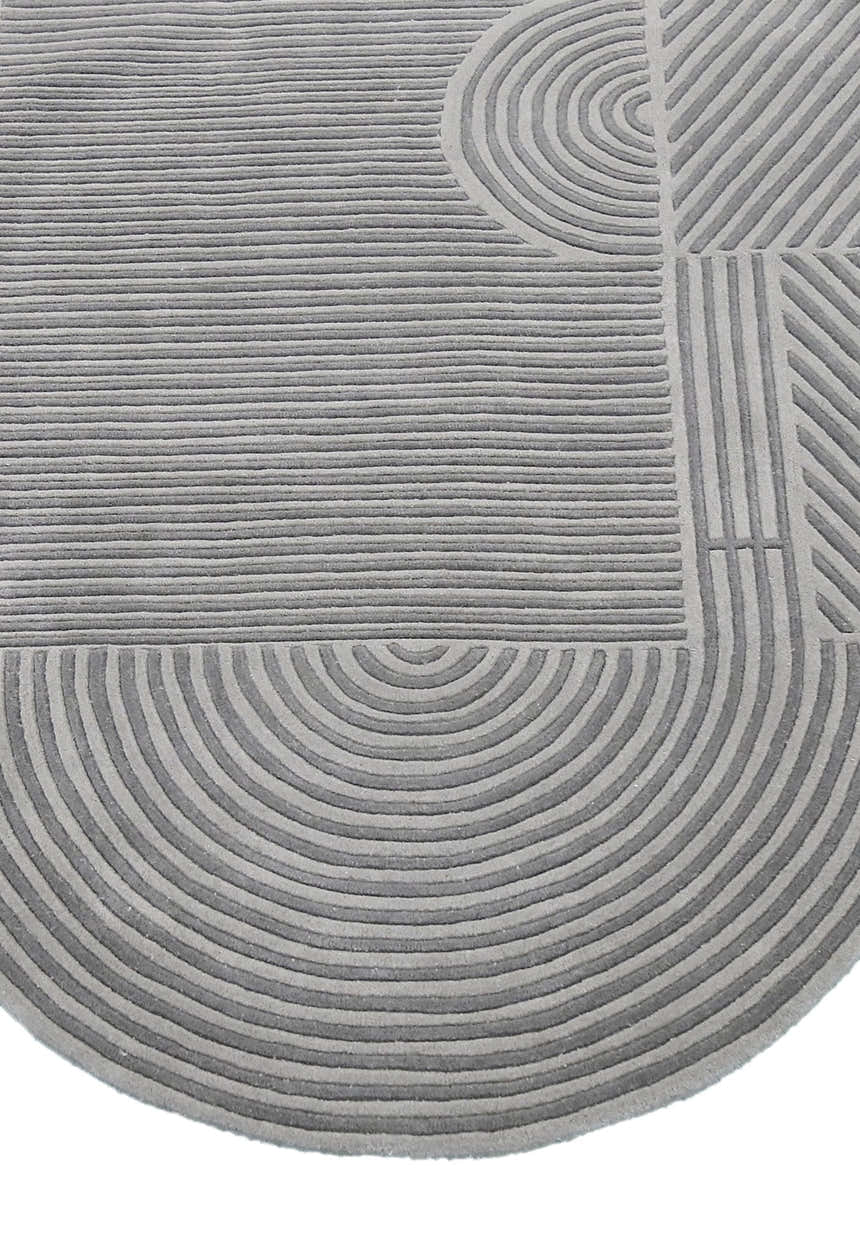 Modern Grey Lines Hand Tufted 5x7 Wool Area Rug