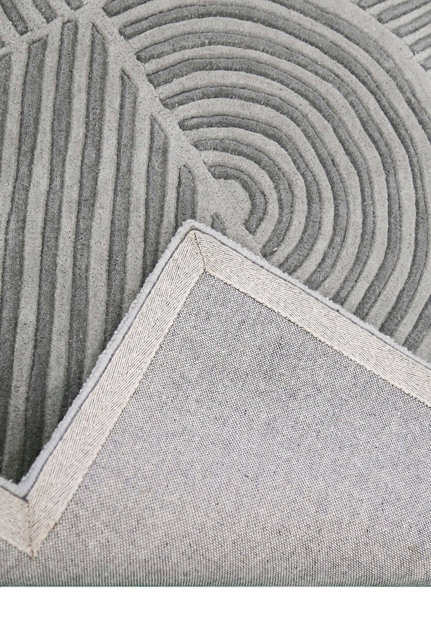 Modern Grey Lines Hand Tufted 5x7 Wool Area Rug