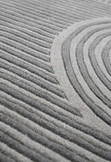 Modern Grey Lines Hand Tufted 5x7 Wool Area Rug