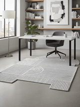 Modern Grey Lines Hand Tufted 5x7 Wool Area Rug