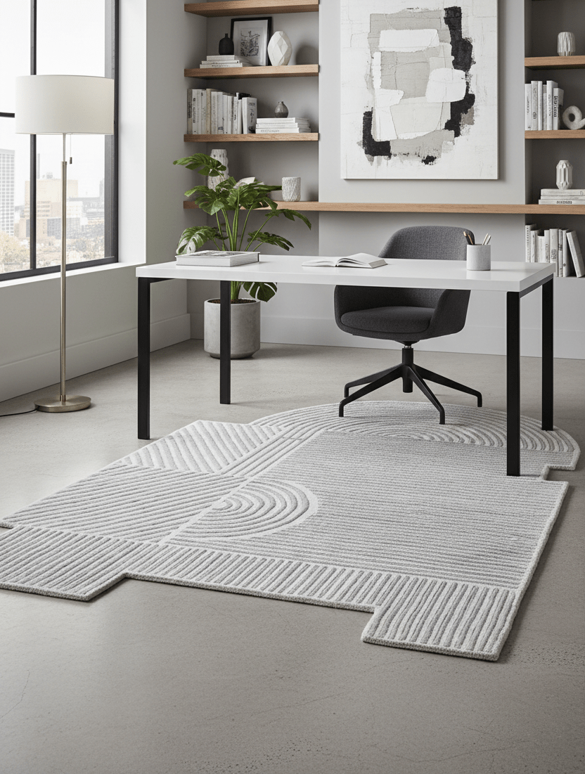 Modern Grey Lines Hand Tufted 5x7 Wool Area Rug