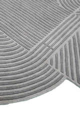 Modern Grey Lines Hand Tufted 5x7 Wool Area Rug