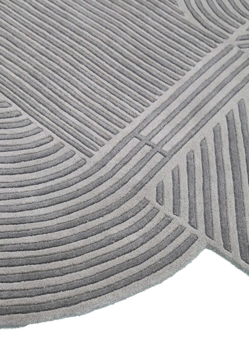 Modern Grey Lines Hand Tufted 5x7 Wool Area Rug