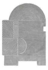 Modern Grey Lines Hand Tufted 5x7 Wool Area Rug