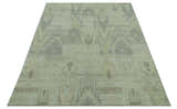 Modern Ikat Design distressed Beige And Charcoal Hand Knotted Custom Made wool rug