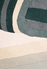 Modern Layered Pattern Green Hand Tufted 5x8 Wool Rug
