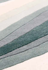 Modern Layered Pattern Green Hand Tufted 5x8 Wool Rug