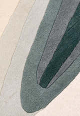 Modern Layered Pattern Green Hand Tufted 5x8 Wool Rug