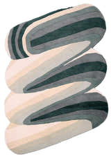 Modern Layered Pattern Green Hand Tufted 5x8 Wool Rug
