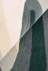 Modern Layered Pattern Green Hand Tufted 5x8 Wool Rug