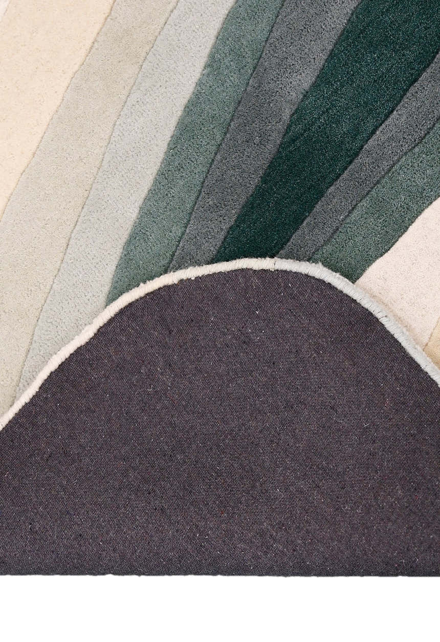 Modern Layered Pattern Green Hand Tufted 5x8 Wool Rug