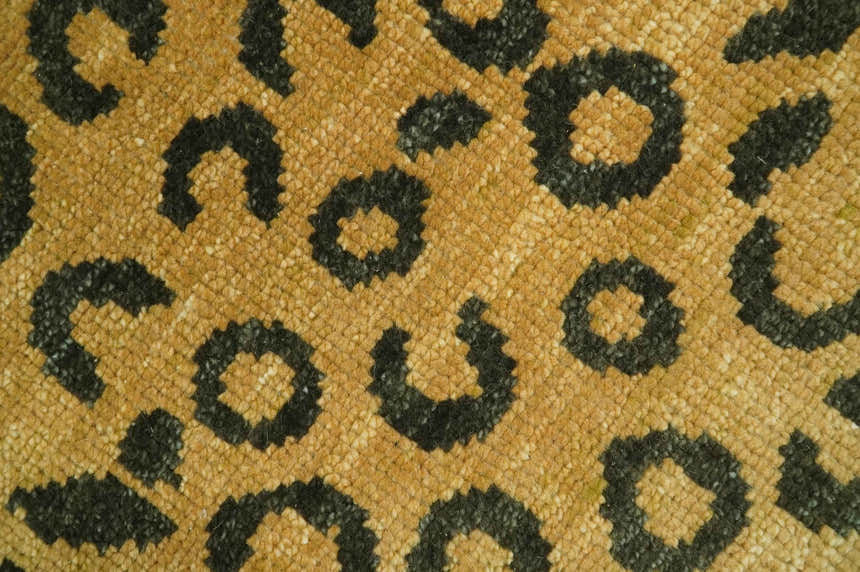 Modern leopard Design Hand knotted Golden-Brown and Charcoal Custom Made wool rug